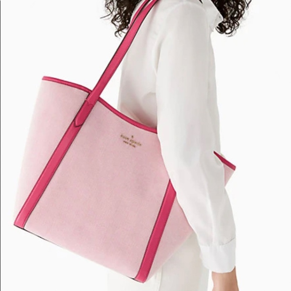 SOLD⛔️Authentic KATE SPADE Leather/canvas zip tote - Picture 9 of 15